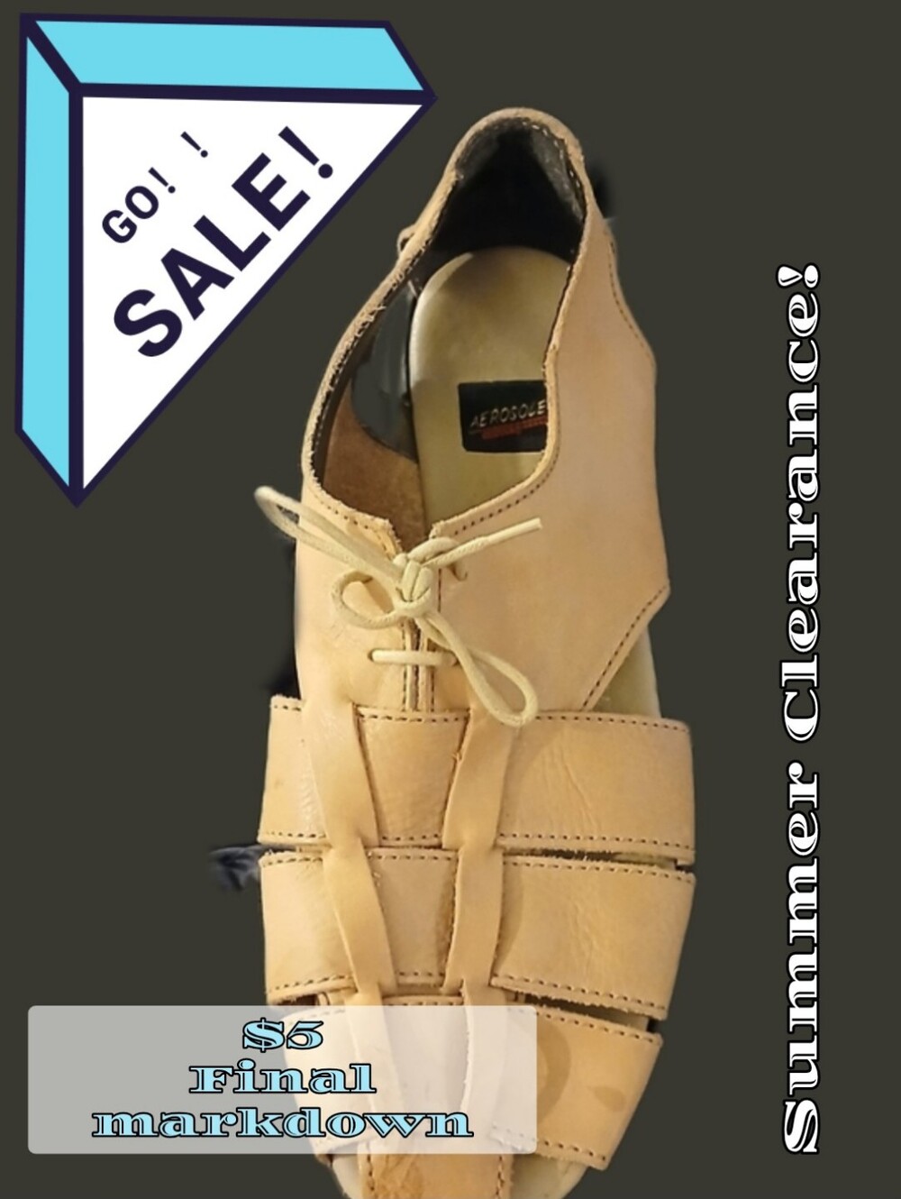 AEROSOLES Tan Women's Fisherman Lace-Up Sandals